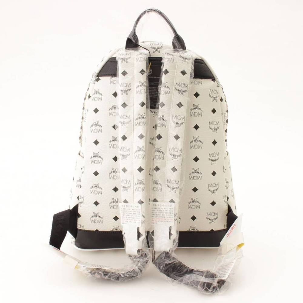 Mcm Backpack Logogram White Studded Rucksack - image 4